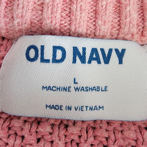Old Navy Chunky Shaker Knit Sweater Pink Sz L Casual Feminine Preppy Cottagecore - Picture 6 of 8